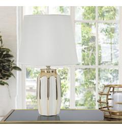 Lampada da tavolo in ceramica bianca e dorata - Arrediorg
