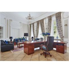 Scrivania angolare 280 cm legno color noce, stile classico, eleganza e funzionalità direzionale.