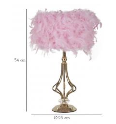 Lampada da tavolo rosa in metallo dorato - Arrediorg