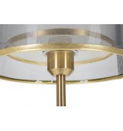 Lampada da tavolo in metallo nero e oro paralume in tessuto a due livelli - Arrediorg