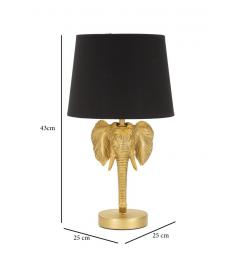 Lampada da tavolo in metallo nero con testa di elefante - Arrediorg