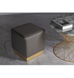 Pouf quadrato marrone trapuntato in simil pelle - Arrediorg