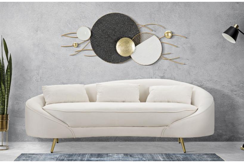 Divanetto 3 posti in tessuto imbottito beige - Arrediorg Divanetto 3 posti in tessuto imbottito beige - Arrediorg