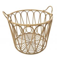 Cesto rotondo in metallo con finiture in rattan - Arrediorg