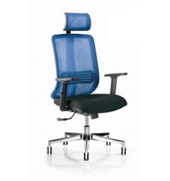 Sedia da ufficio con poggiatesta certificata blu VERTIGO