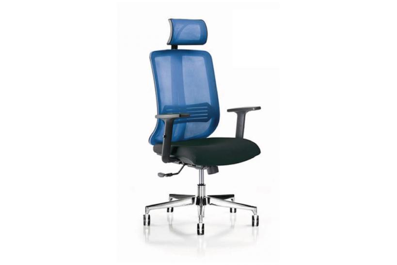 Sedia da ufficio con poggiatesta certificata blu VERTIGO Sedia da ufficio con poggiatesta certificata blu VERTIGO