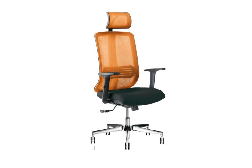 Sedia ergonomica certificata UNI EN 1335 VERTIGO con schienale arancione Sedia ergonomica certificata UNI EN 1335 VERTIGO con schienale arancione