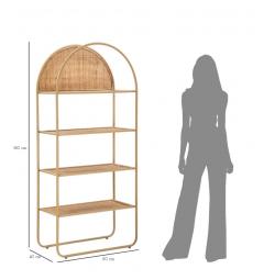 Libreria rettangolare in metallo e rattan - Arrediorg