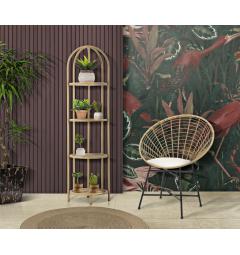 Libreria rotonda in metallo con finiture in rattan - Arrediorg