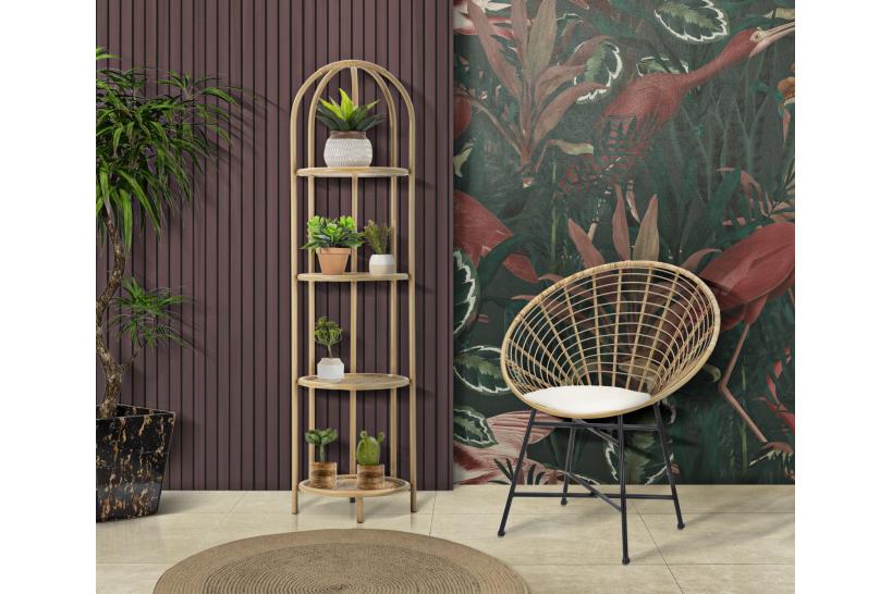 Libreria rotonda in metallo con finiture in rattan - Arrediorg Libreria rotonda in metallo con finiture in rattan - Arrediorg