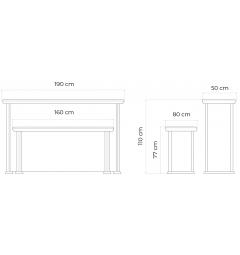 Misure Bancone reception con scrivania classico 190 cm PRESTIGE D510