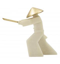 Statua di samurai con cappello e spada dorati - Arrediorg