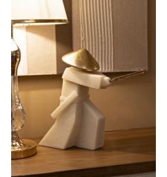 Statua di samurai con cappello e spada dorati - Arrediorg