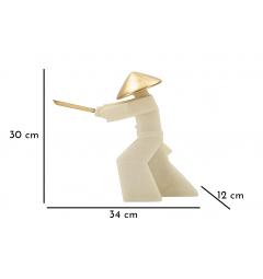 Statua di samurai con cappello e spada dorati - Arrediorg