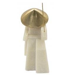 Statua di samurai con cappello e spada dorati - Arrediorg