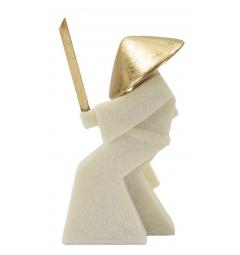 Statua di samurai con cappello e spada dorati - Arrediorg