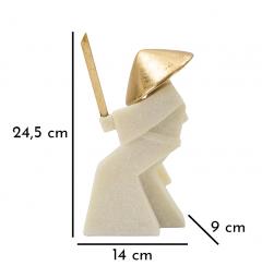Statua di samurai con cappello e spada dorati - Arrediorg