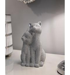 Statua coppia di gatti accoccolati con brillanti - Arrediorg