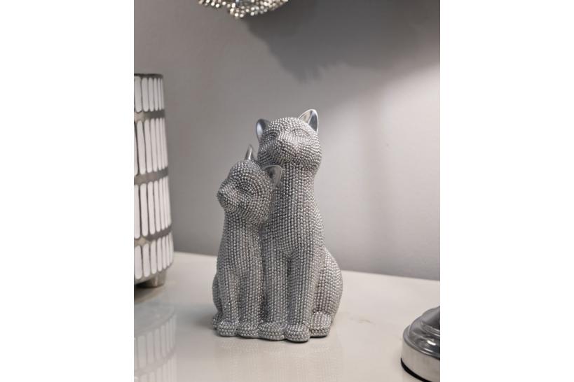 Statua coppia di gatti accoccolati con brillanti - Arrediorg Statua coppia di gatti accoccolati con brillanti - Arrediorg