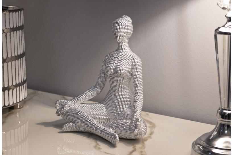Statua Donna Yoga Silver - Arrediorg Statua Donna Yoga Silver - Arrediorg