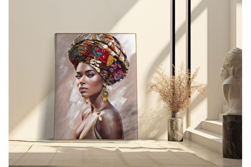 Dipinto su tela donna con turbante - Arrediorg Dipinto su tela donna con turbante - Arrediorg