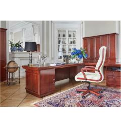 Poltrona ufficio direzionale in pelle con rotelle beige Ambassador