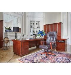 Poltrona per scrivania in pelle marrone Ambassador