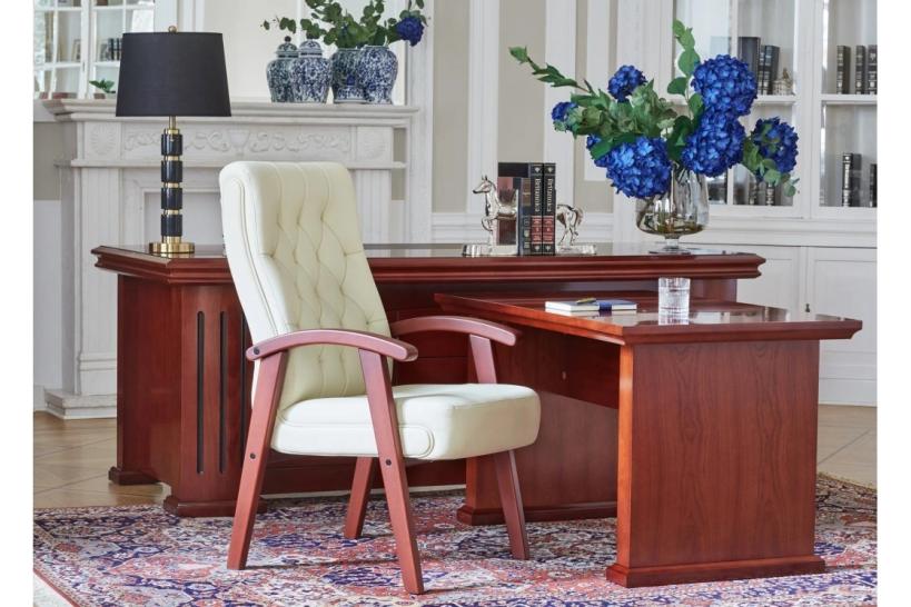 Sedia ufficio ospiti classica pelle beige CONSUL