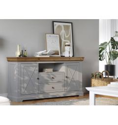 Madia pino massello di pino grigio cenere e top naturale shabby country