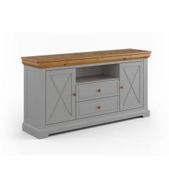 Madia pino massello di pino grigio cenere e top rovere shabby country
