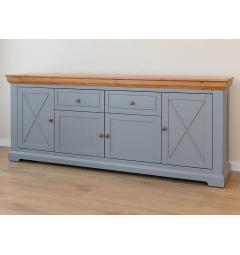 Credenza pino massello grigio e color rovere shabby country