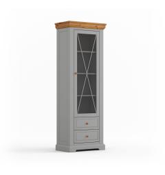 Vetrina a 1 anta pino massello grigia e rovere shabby