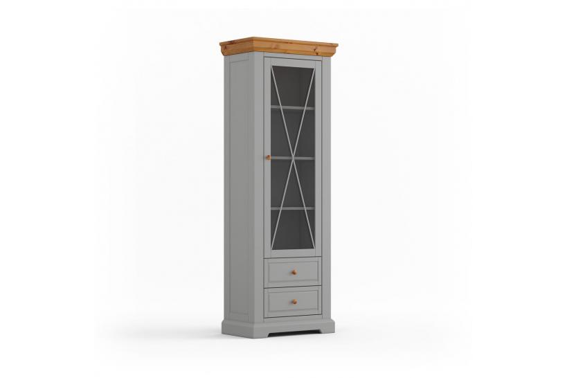 Vetrina a 1 anta pino massello grigia e rovere shabby Vetrina a 1 anta pino massello grigia e rovere shabby