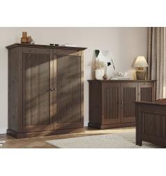 Armadio portabiancheria elegante in pino massello, stile shabby classico.