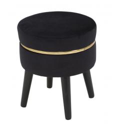 Sgabello in legno e velluto nero con fascia in oro - arrediorg
