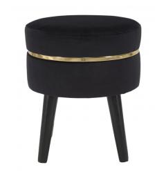 Sgabello in legno e velluto nero con fascia in oro - arrediorg