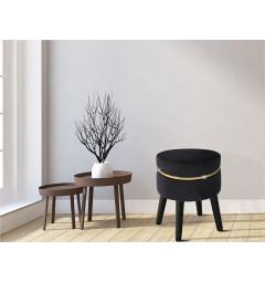 Sgabello in legno e velluto nero con fascia in oro - arrediorg