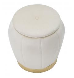 Pouf contenitore in legno e velluto crema - Arrediorg