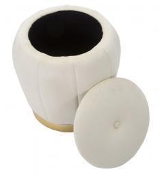 Pouf contenitore in legno e velluto crema - Arrediorg