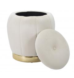Pouf contenitore in legno e velluto crema - Arrediorg