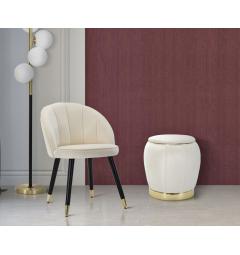 Pouf contenitore in legno e velluto crema - Arrediorg
