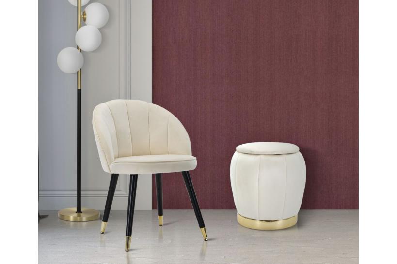 Pouf contenitore in legno e velluto crema - Arrediorg Pouf contenitore in legno e velluto crema - Arrediorg
