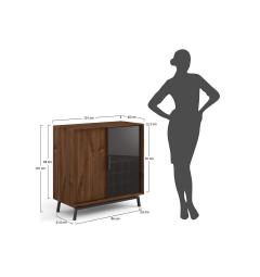 Misure mobile bar in rovere massello tabacco e vetro con portabottiglie