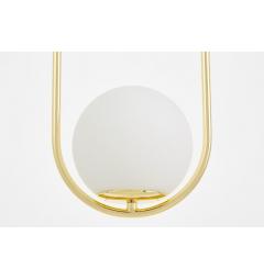 Lampadario a sospensione in metallo oro struttura rettangolare con sfera - Arrediorg