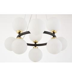 Lampadario tondo a sospensione nero e oro design moderna con 9 sfere - Arrediorg