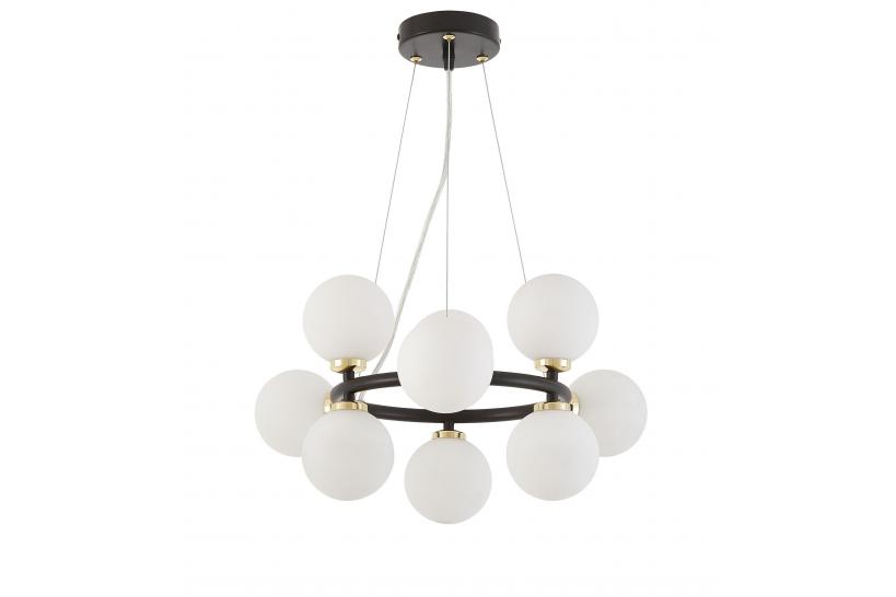 Lampadario tondo a sospensione nero e oro design moderna con 9 sfere - Arrediorg