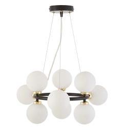 Lampadario tondo a sospensione nero e oro design moderna con 9 sfere - Arrediorg