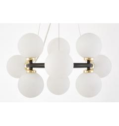 Lampadario tondo a sospensione nero e oro design moderna con 9 sfere - Arrediorg