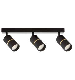 Faretto da soffitto con tre punti luce in metallo nero - Arrediorg