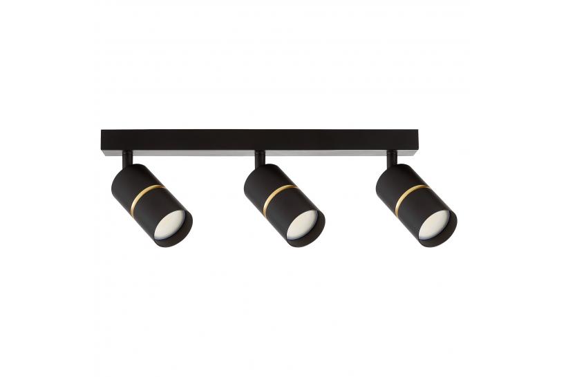 Faretto da soffitto con tre punti luce in metallo nero - Arrediorg Faretto da soffitto con tre punti luce in metallo nero - Arrediorg